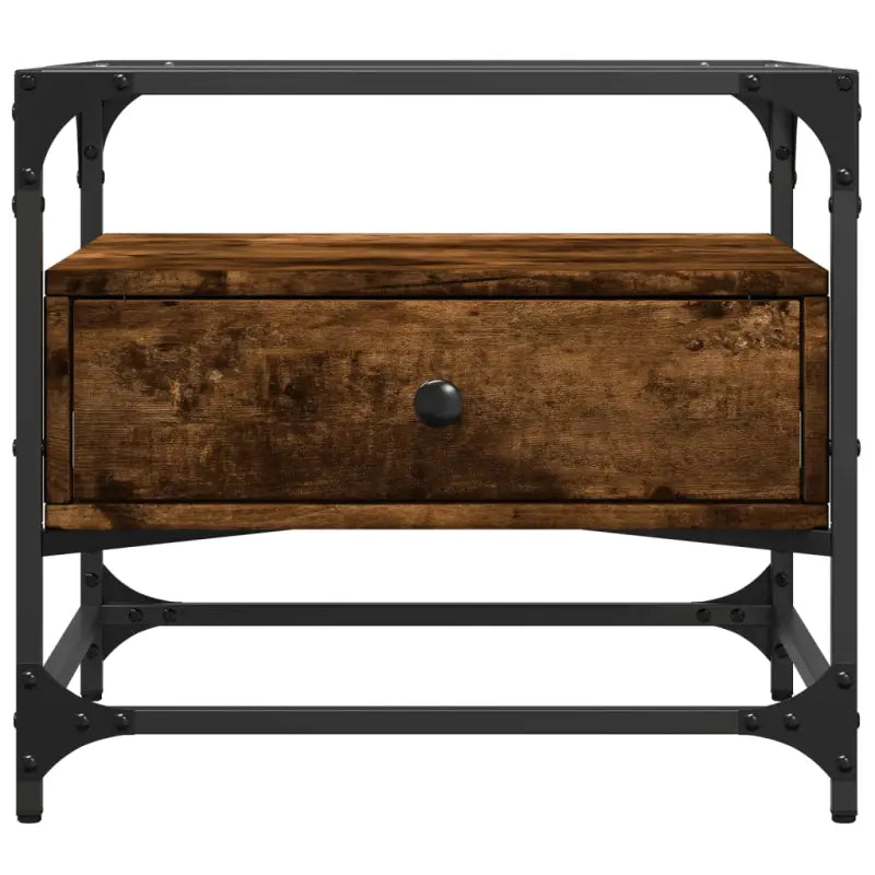 Salontafel met glazen blad en gerookt eiken afwerking - Salontafels