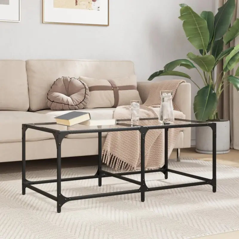 Salontafel met glazen blad voor een elegante woonkamer uitstraling - Transparant glas / 98.5 x 50 x 40 cm / 1