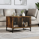 Salontafel met glazen deuren en opbergruimte voor een moderne woonkamer - Gerookt eiken / 1 - Salontafels
