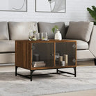 Salontafel met glazen deuren en opbergruimte voor een moderne woonkamer - bruin eikenkleur / 1 - Salontafels