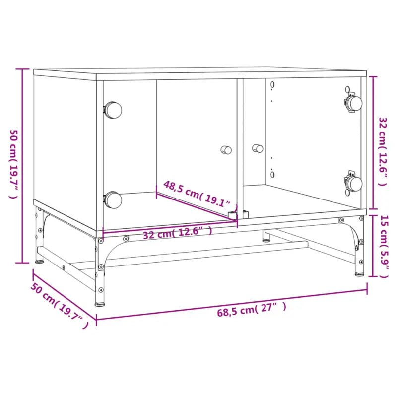 Salontafel met glazen deuren en opbergruimte voor een moderne woonkamer - Salontafels