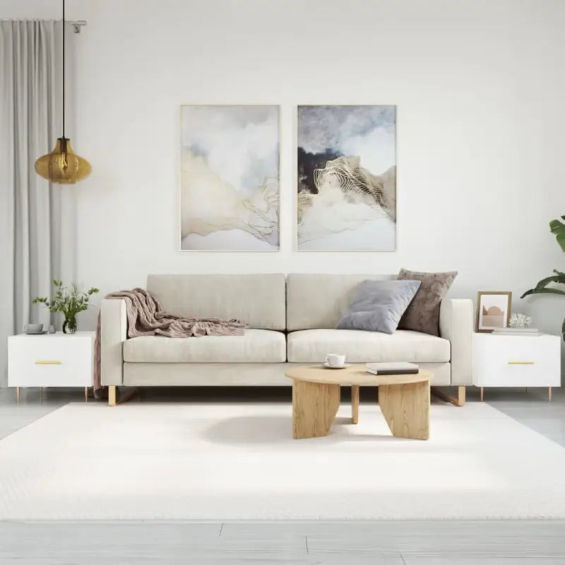 Salontafel met grijs Sonoma Eiken en ijzeren poten voor elegante woonkamer - Wit / 2 - Salontafels