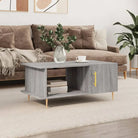 Salontafel met hoogglans wit afwerking en ijzeren poten van bewerkt hout - Grijs sonoma / 1 - Salontafels