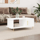 Salontafel met hoogglans wit afwerking en ijzeren poten van bewerkt hout - Wit / 1 - Salontafels
