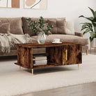 Salontafel met hoogglans wit afwerking en ijzeren poten van bewerkt hout - Gerookt eiken / 1 - Salontafels