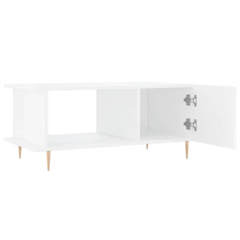 Salontafel met hoogglans wit afwerking en ijzeren poten van bewerkt hout - Salontafels