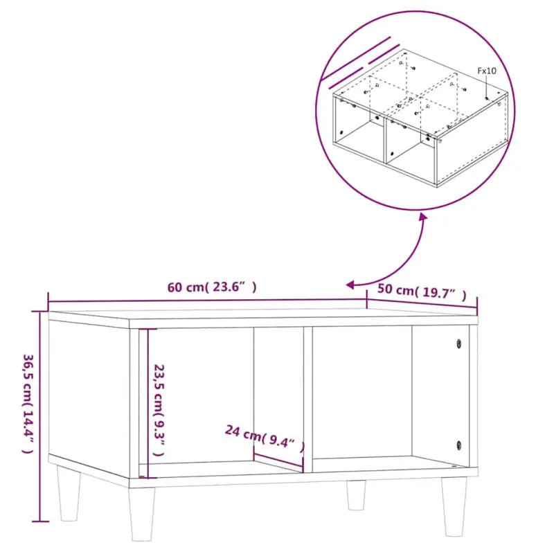Salontafel met houten poten in Scandinavische stijl van bewerkt hout - Salontafels