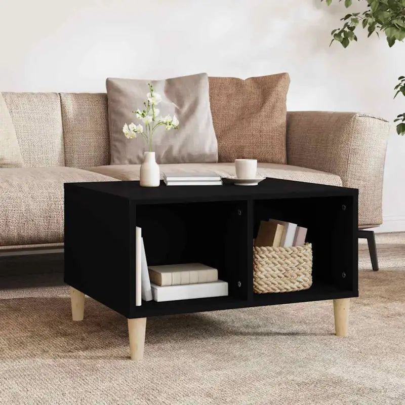Salontafel met houten poten in Scandinavische stijl van bewerkt hout - Zwart / 1 - Salontafels