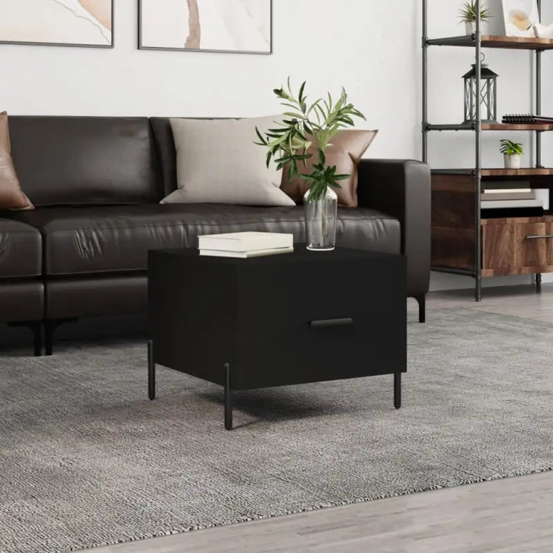 Salontafel met ijzeren poten en bewerkt hout voor een elegante woonkamer - Zwart / 1 - Salontafels
