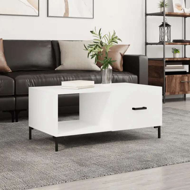 Salontafel met ijzeren poten en bewerkt hout voor een elegante woonkamer - Wit / 1 - Salontafels