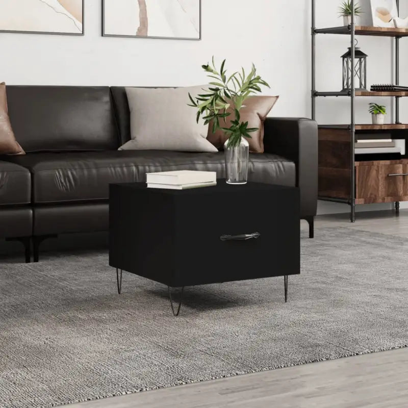 Salontafel met ijzeren poten en bewerkt hout voor een elegante woonkamer - Zwart / 1 - Salontafels