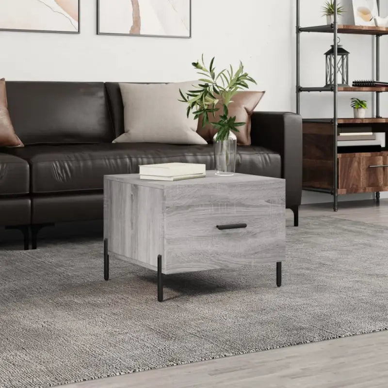 Salontafel met ijzeren poten en bewerkt hout voor een elegante woonkamer - Grijs sonoma / 1 - Salontafels