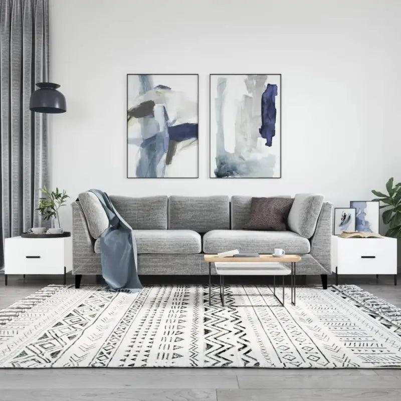 Salontafel met ijzeren poten en bewerkt hout voor een elegante woonkamer - Wit / 2 - Salontafels