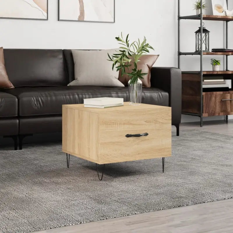 Salontafel met ijzeren poten en bewerkt hout voor een elegante woonkamer - Sonoma eiken / 1 - Salontafels