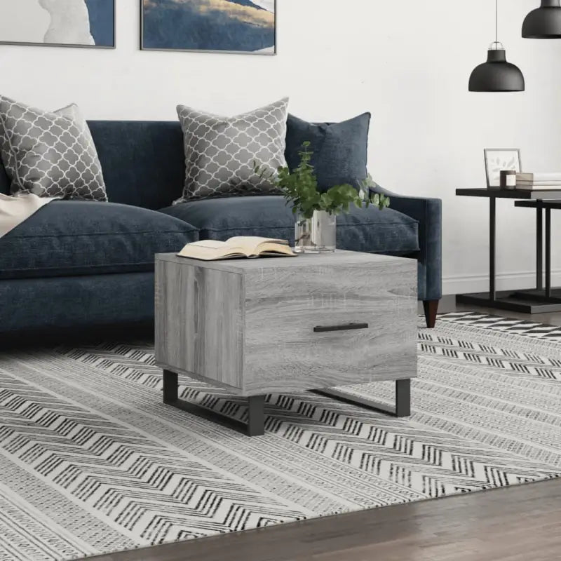 Salontafel met ijzeren poten en bewerkt hout voor een stijlvolle woonkamer - Grijs sonoma / 1 - Salontafels
