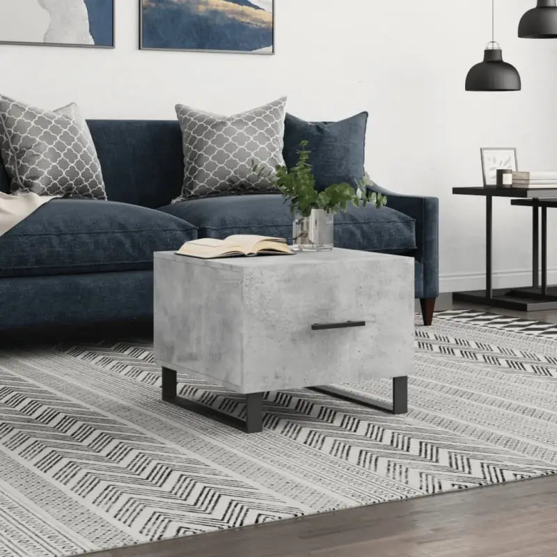 Salontafel met ijzeren poten en bewerkt hout voor een stijlvolle woonkamer - Betongrijs / 1 - Salontafels
