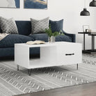 Salontafel met ijzeren poten en bewerkt hout voor een stijlvolle woonkamer - Hoogglans wit / 1 - Salontafels