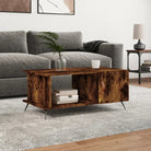 Salontafel met ijzeren poten en bewerkt hout voor een stijlvolle woonkamer - Gerookt eiken / 1 - Salontafels