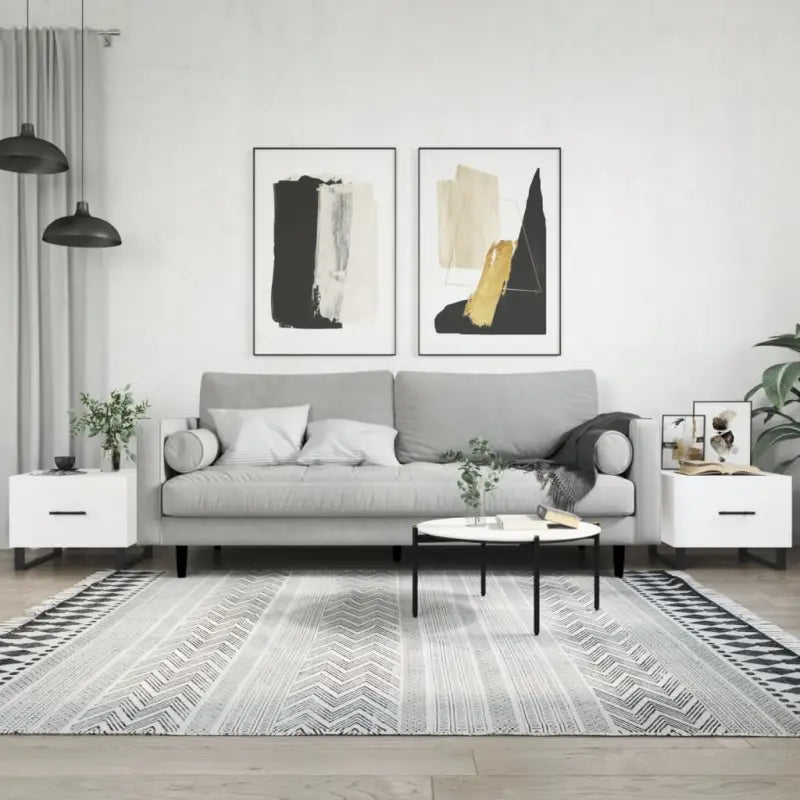 Salontafel met ijzeren poten en bewerkt hout voor een stijlvolle woonkamer - Wit / 2 - Salontafels