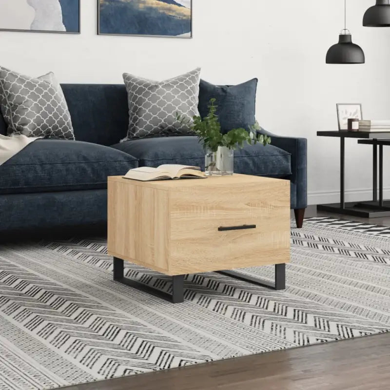 Salontafel met ijzeren poten en bewerkt hout voor een stijlvolle woonkamer - Sonoma eiken / 1 - Salontafels
