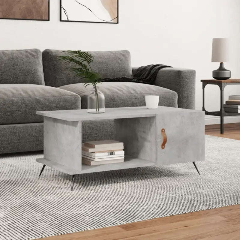 Salontafel met ijzeren poten en bewerkt hout voor een stijlvolle woonkamer - Betongrijs / 1 - Salontafels