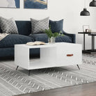 Salontafel met ijzeren poten en bewerkt hout voor een stijlvolle woonkamer - Hoogglans wit / 1 - Salontafels