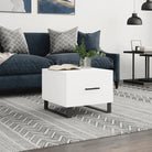 Salontafel met ijzeren poten en bewerkt hout voor een stijlvolle woonkamer - Wit / 1 - Salontafels