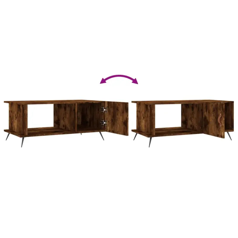 Salontafel met ijzeren poten en bewerkt hout voor een stijlvolle woonkamer - Salontafels