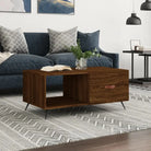 Salontafel met ijzeren poten en bewerkt hout voor een stijlvolle woonkamer - bruin eikenkleur / 1 - Salontafels