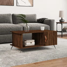 Salontafel met ijzeren poten en bewerkt hout voor een stijlvolle woonkamer - bruin eikenkleur / 1 - Salontafels