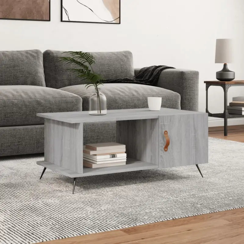 Salontafel met ijzeren poten en bewerkt hout voor een stijlvolle woonkamer - Grijs sonoma / 1 - Salontafels