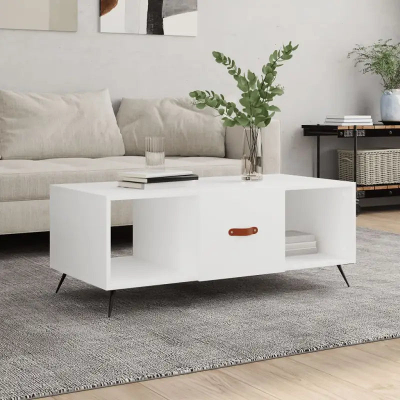 Salontafel met ijzeren poten en bewerkt hout voor elegante interieurs - Wit / 1 - Salontafels
