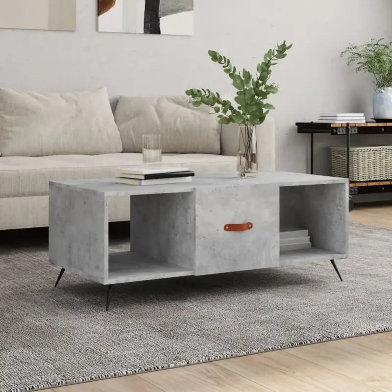Salontafel met ijzeren poten en bewerkt hout voor elegante interieurs - Betongrijs / 1 - Salontafels