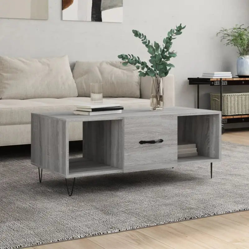 Salontafel met ijzeren poten en bewerkt hout voor elegante woonkamer - Grijs sonoma / 1 - Salontafels
