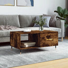 Salontafel met ijzeren poten en bewerkt hout voor elegante woonkamer - Gerookt eiken / 1 - Salontafels