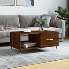 Salontafel met ijzeren poten en bewerkt hout voor elegante woonkamer - bruin eikenkleur / 1 - Salontafels