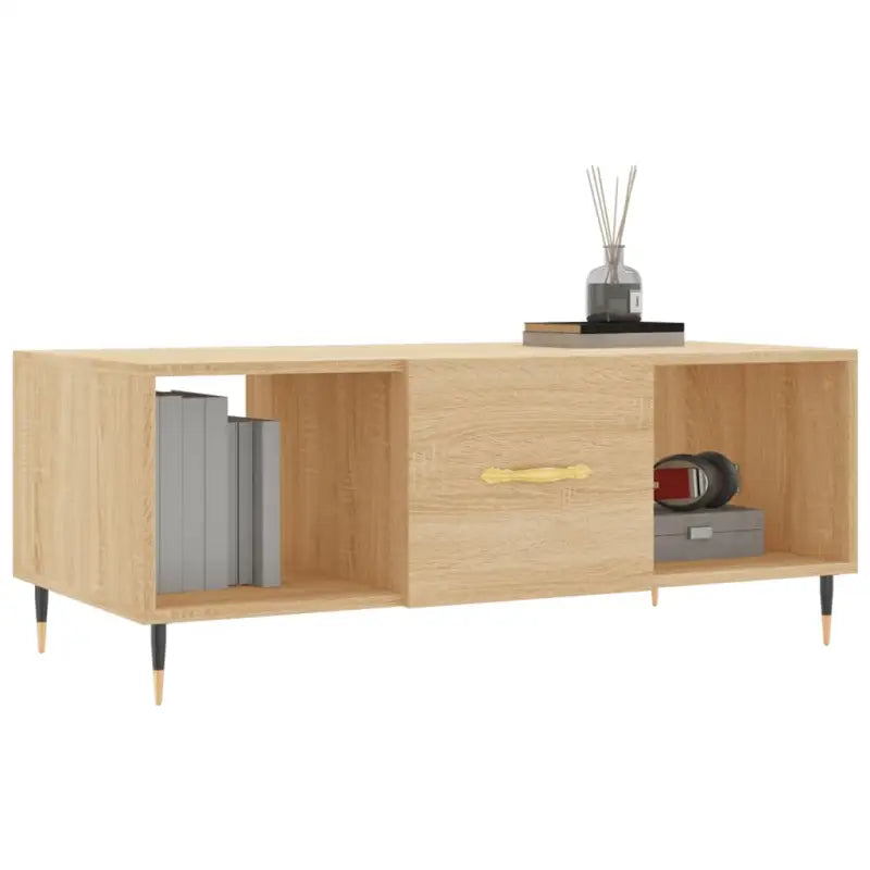Salontafel met ijzeren poten en bewerkt hout voor elegante woonkamer - Salontafels