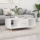 Salontafel met ijzeren poten en bewerkt hout voor elegante woonkamer - Wit / 1 - Salontafels
