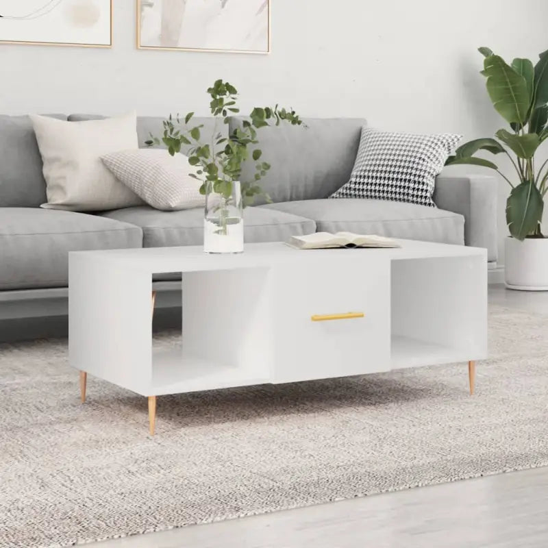 Salontafel met ijzeren poten en bewerkt hout voor elegante woonkamer - Wit / 1 - Salontafels