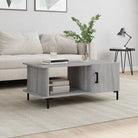 Salontafel met ijzeren poten en bewerkt hout voor elegante woonkamer - Grijs sonoma / 1 - Salontafels