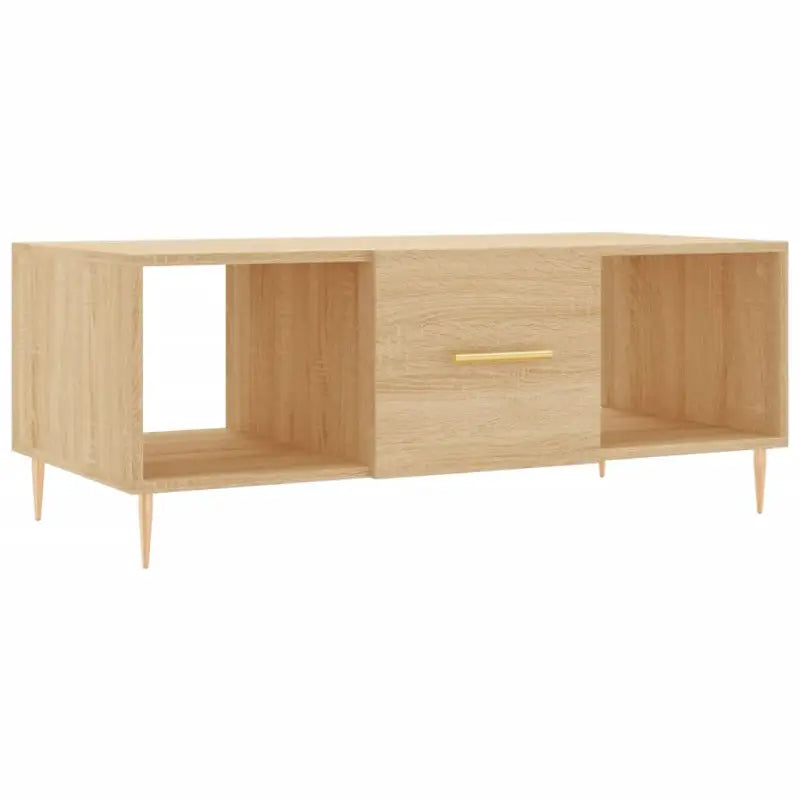 Salontafel met ijzeren poten en bewerkt hout voor elegante woonkamer - Salontafels