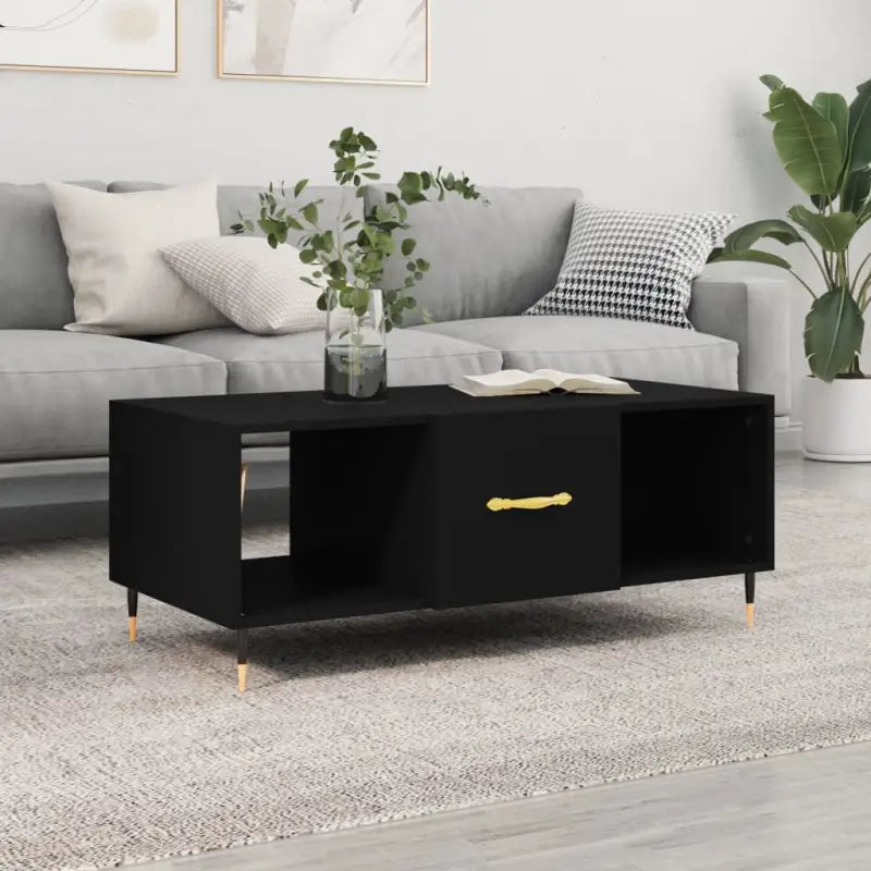 Salontafel met ijzeren poten en bewerkt hout voor elegante woonkamer - Zwart / 1 - Salontafels