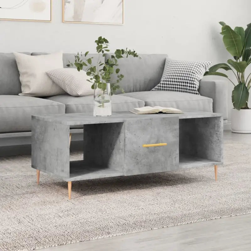 Salontafel met ijzeren poten en bewerkt hout voor elegante woonkamer - Betongrijs / 1 - Salontafels