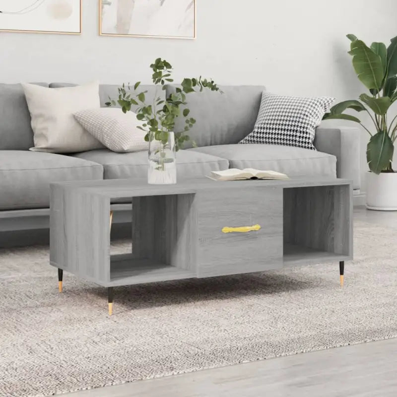 Salontafel met ijzeren poten en bewerkt hout voor elegante woonkamer - Grijs sonoma / 1 - Salontafels