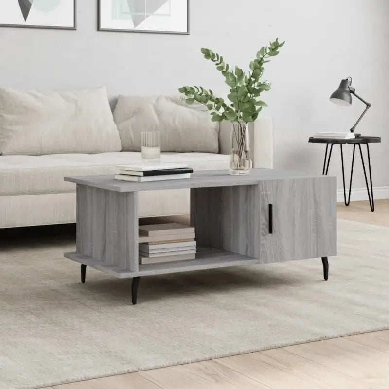 Salontafel met ijzeren poten en bewerkt hout voor stijl en duurzaamheid - Grijs sonoma / 1 - Salontafels