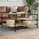 Salontafel met ijzeren poten en bewerkt hout voor stijlvolle woonkamer - Sonoma eiken / 1 - Salontafels