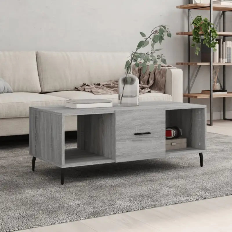 Salontafel met ijzeren poten en bewerkt hout voor stijlvolle woonruimte - Grijs sonoma / 1 - Salontafels