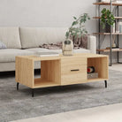Salontafel met ijzeren poten en bewerkt hout voor stijlvolle woonruimte - Sonoma eiken / 1 - Salontafels