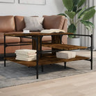 Salontafel met ijzeren poten en bewerkt hout voor stijlvolle woonkamer - Gerookt eiken / 1 - Salontafels