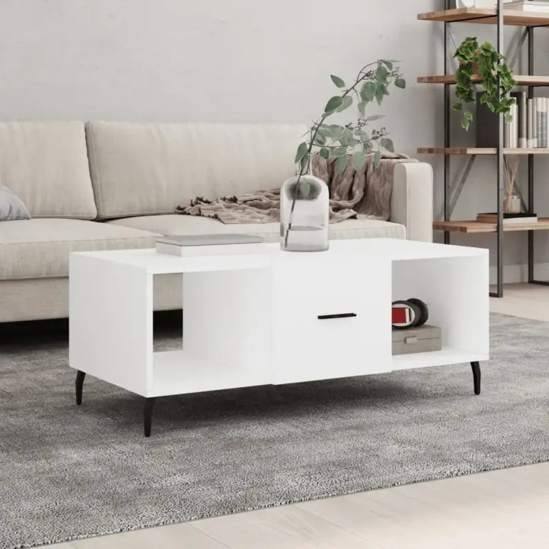 Salontafel met ijzeren poten en bewerkt hout voor stijlvolle woonruimte - Wit / 1 - Salontafels